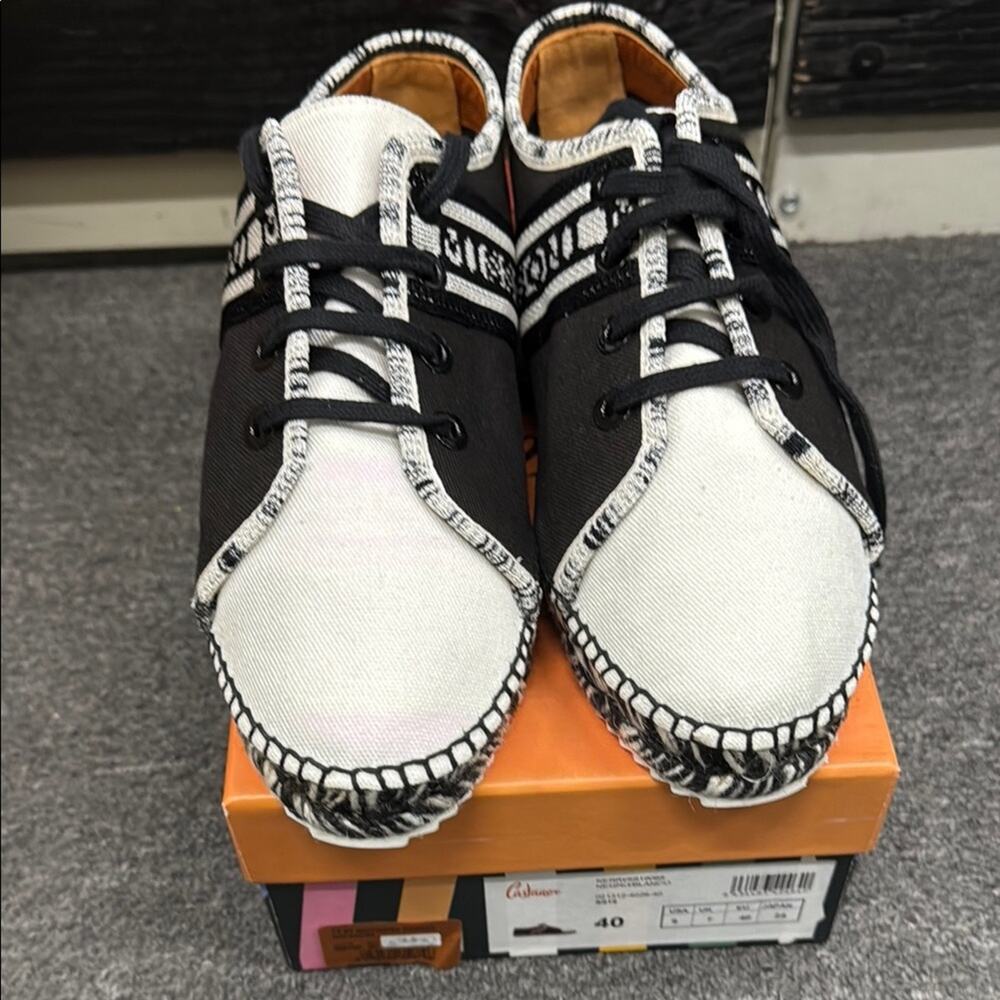 NWT Missoni Men's Black White Lace Up Espadrille Sneaker Shoes Size 40 US 10
